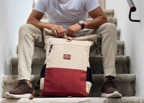 Hverdags rygsæk 18-30 liter - Beige og Rød