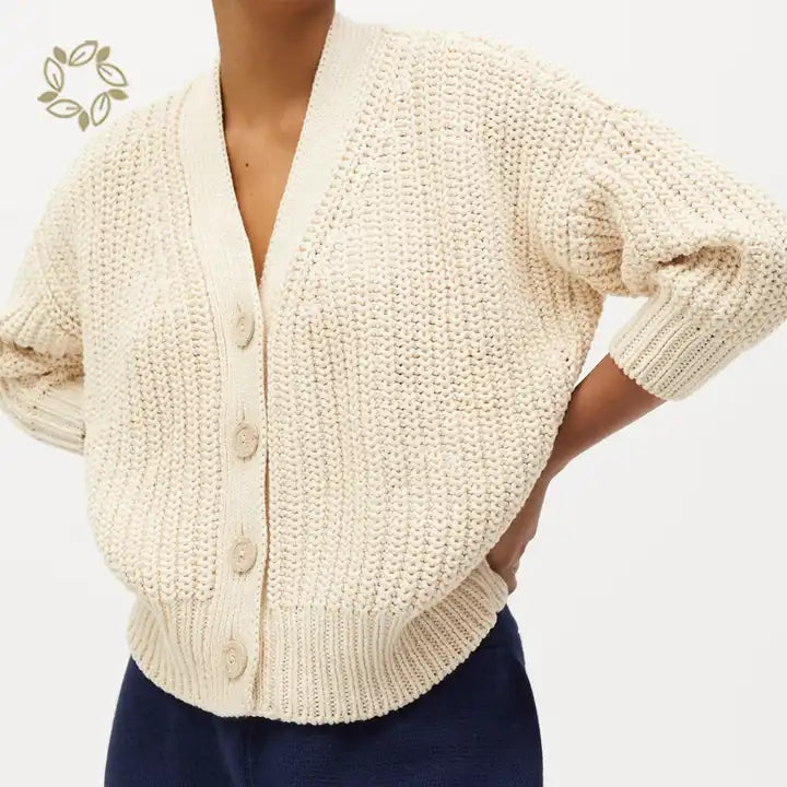 Langærmet til Damer Rib Cotton gardigan
